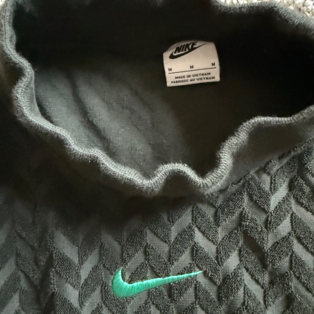 Nike Textured Black Pullover with Green Swoosh